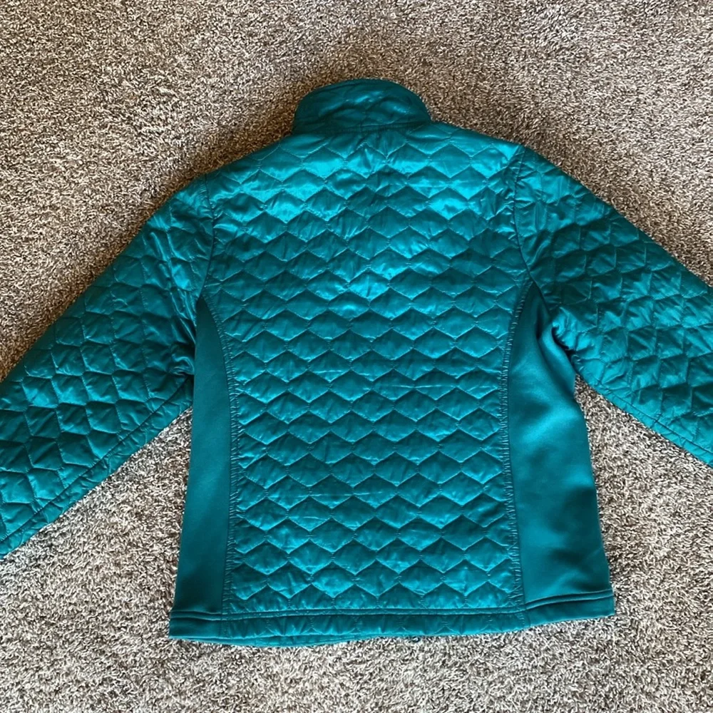 L.L. Bean EUC Teal Thinsulate Mock Collar Mixed Media Puffer Jacket, Women’s S - Picture 9 of 15